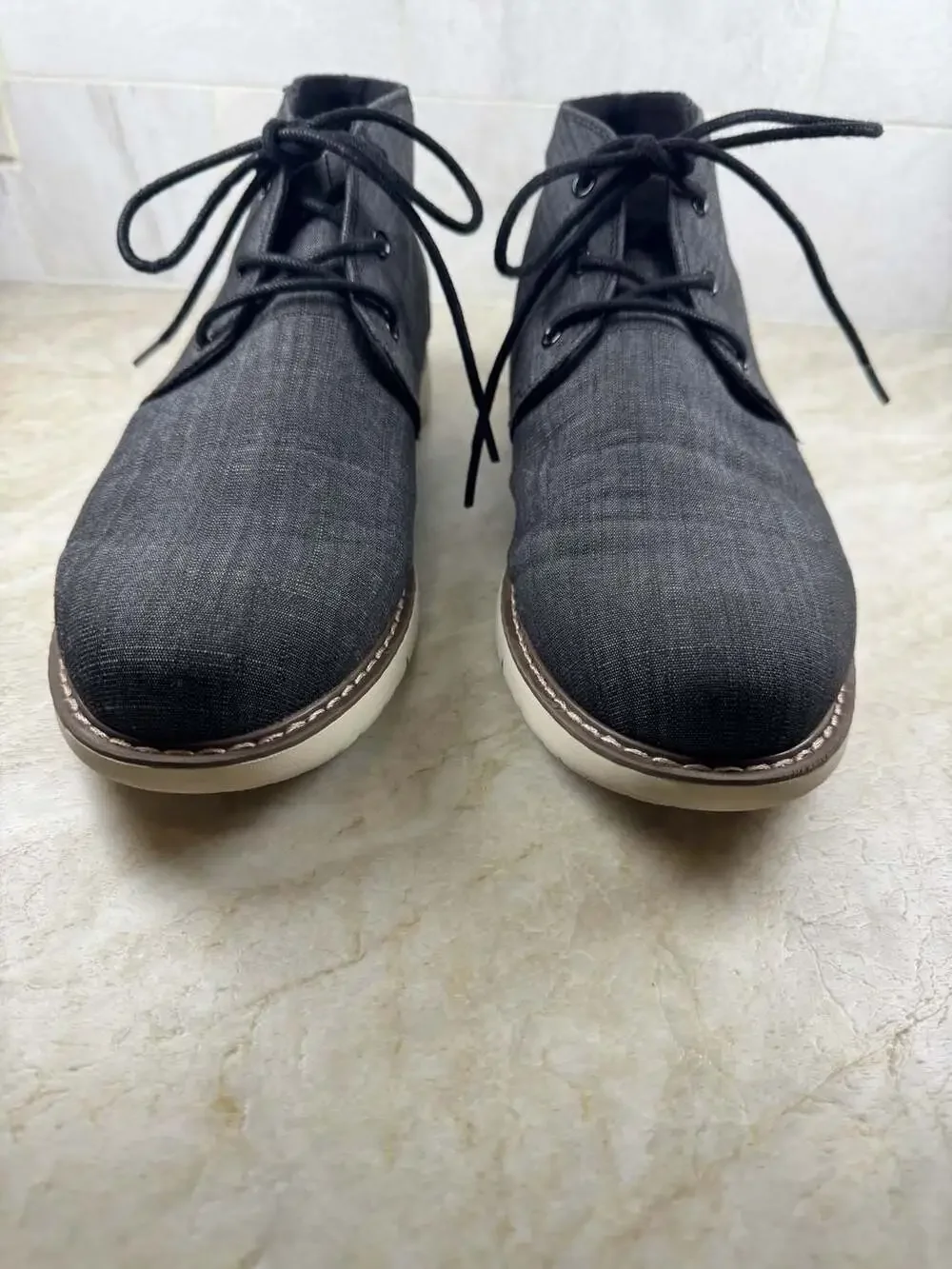 TOMS Navi Chukka Boots Men’s 10.5 Black Crosshatch Canvas Casual Lace Up